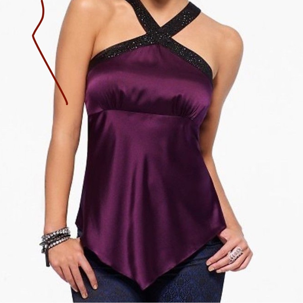 Cache Elegant Purple Women's Top Silk